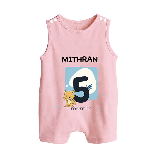 Baby Romper Suit/ Sleeveless Romper Birthday Outfit - 5th Month | Personalized Romper Suit/ Sleeveless Romper | Cozy Cotton Fabric - BABY PINK - 0 - 5 Months Old (Chest 18")