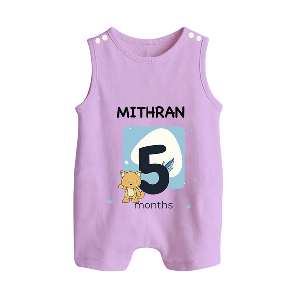 Baby Romper Suit/ Sleeveless Romper Birthday Outfit - 5th Month | Personalized Romper Suit/ Sleeveless Romper | Cozy Cotton Fabric - LILAC - 0 - 5 Months Old (Chest 18")