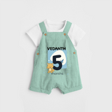 Commemorate your little one's 5th  month with a customized Dungaree Set - LIGHT GREEN - 0 - 5 Months Old (Chest 17")