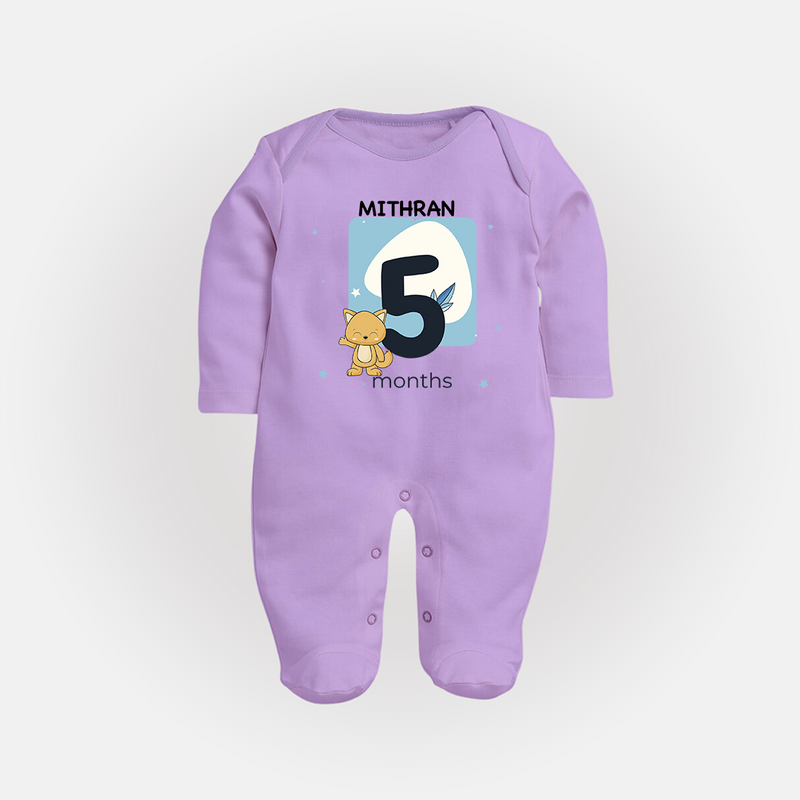 Commemorate This Special Moment With Our Bespoke Baby Sleep Suit, Perfect For 5-Month Celebration - LILAC - New Born (Chest 7.5")