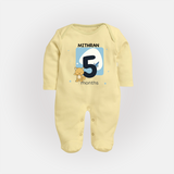 Commemorate This Special Moment With Our Bespoke Baby Sleep Suit, Perfect For 5-Month Celebration - PASTEL YELLOW - New Born (Chest 7.5")