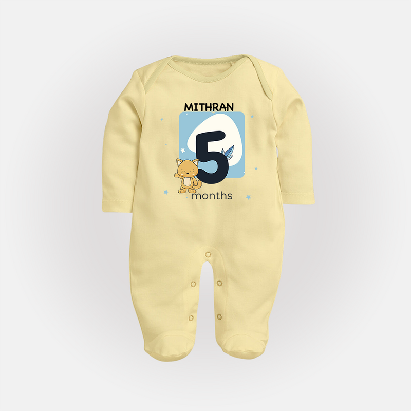 Commemorate This Special Moment With Our Bespoke Baby Sleep Suit, Perfect For 5-Month Celebration - PASTEL YELLOW - New Born (Chest 7.5")