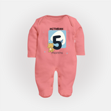 Commemorate This Special Moment With Our Bespoke Baby Sleep Suit, Perfect For 5-Month Celebration - PEACH - New Born (Chest 7.5")