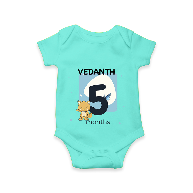 Commemorate your little one's 5th month with a customized romper - ARCTIC BLUE - 0 - 3 Months Old (Chest 16")