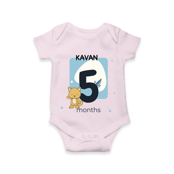 Commemorate your little one's 5th  month with a customized romper - BABY PINK - 0 - 3 Months Old (Chest 16")