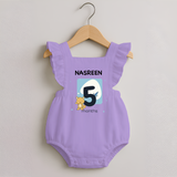 Baby Romper Frock Birthday Outfit - 5th Month | Personalized Romper Frock | Cozy Cotton Fabric - LILAC - 0 - 3 Months Old (Chest 19")