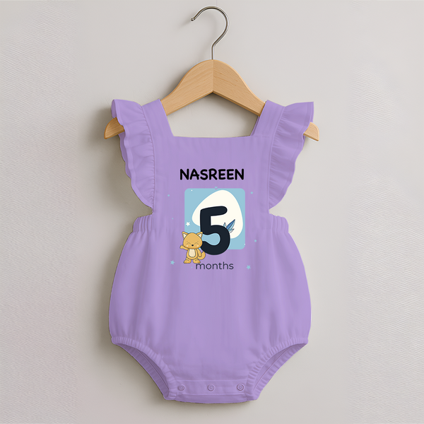 Baby Romper Frock Birthday Outfit - 5th Month | Personalized Romper Frock | Cozy Cotton Fabric - LILAC - 0 - 3 Months Old (Chest 19")