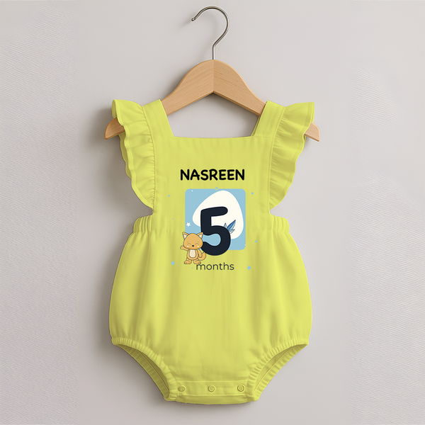 Baby Romper Frock Birthday Outfit - 5th Month | Personalized Romper Frock | Cozy Cotton Fabric - PASTEL YELLOW - 0 - 3 Months Old (Chest 19")