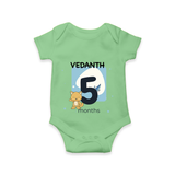 Commemorate your little one's 5th month with a customized romper - GREEN - 0 - 3 Months Old (Chest 16")