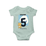 Commemorate your little one's 5th month with a customized romper - MINT GREEN - 0 - 3 Months Old (Chest 16")