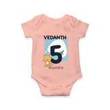 Commemorate your little one's 5th month with a customized romper - PEACH - 0 - 3 Months Old (Chest 16")