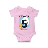 Commemorate your little one's 5th month with a customized romper - PINK - 0 - 3 Months Old (Chest 16")