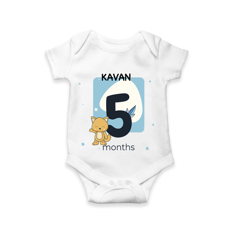 Commemorate your little one's 5th month with a customized romper - WHITE - 0 - 3 Months Old (Chest 16")