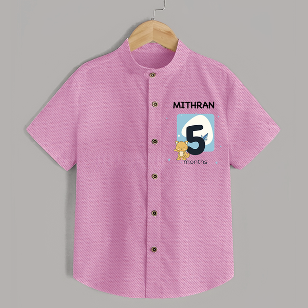 Baby Shirt Birthday Outfit - 5th Month | Personalized Shirt | Cozy Cotton Fabric - BABY PINK - 0 - 6 Months Old (Chest 23")
