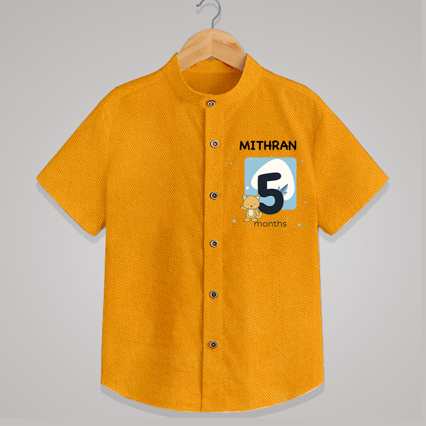 Baby Shirt Birthday Outfit - 5th Month | Personalized Shirt | Cozy Cotton Fabric - CHROME YELLOW - 0 - 6 Months Old (Chest 23")