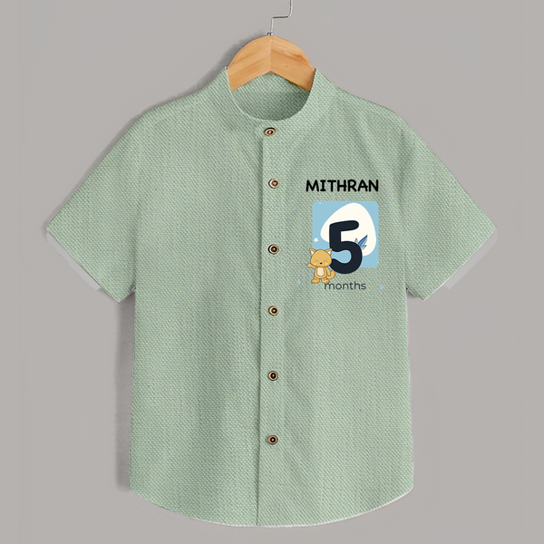 Baby Shirt Birthday Outfit - 5th Month | Personalized Shirt | Cozy Cotton Fabric - MINT GREEN - 0 - 6 Months Old (Chest 23")