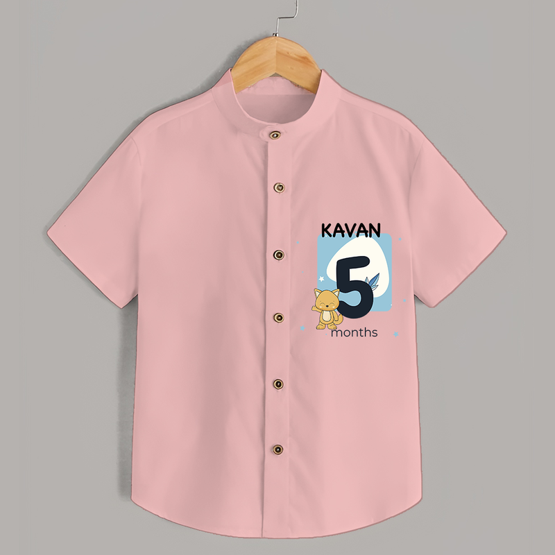 Commemorate your little one's 5th month with a customized Shirt - PEACH - 0 - 6 Months Old (Chest 21")