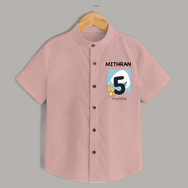 Baby Shirt Birthday Outfit - 5th Month | Personalized Shirt | Cozy Cotton Fabric - PEACH - 0 - 6 Months Old (Chest 23")