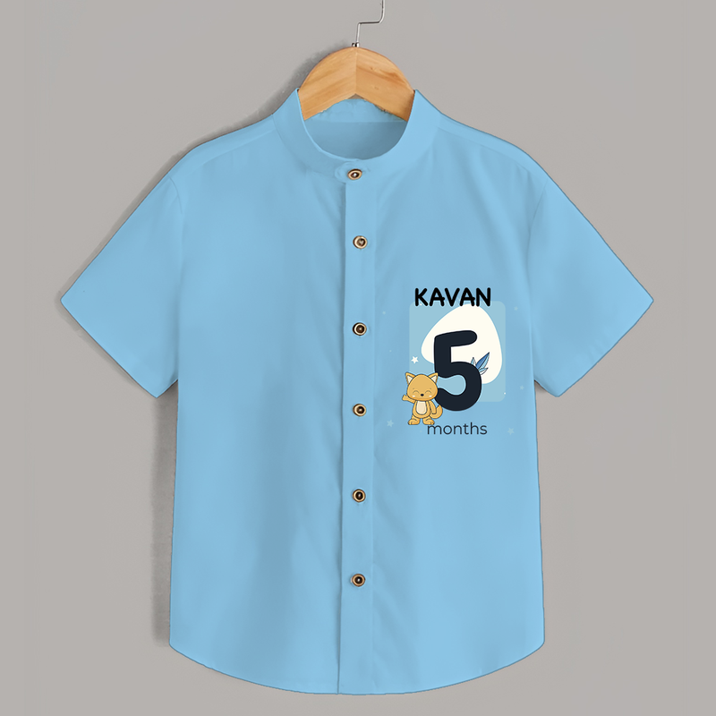 Commemorate your little one's 5th month with a customized Shirt - SKY BLUE - 0 - 6 Months Old (Chest 21")