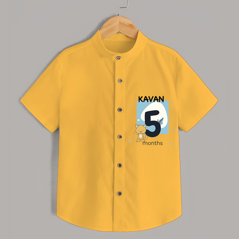 Commemorate your little one's 5th month with a customized Shirt - YELLOW - 0 - 6 Months Old (Chest 21")