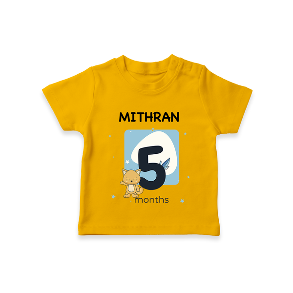 Baby T-Shirt Birthday Outfit - 5th Month | Personalized T-Shirt | Cozy Cotton Fabric - CHROME YELLOW - 0-5 Months Old (Chest 17")