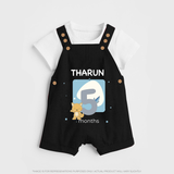 Baby Dungaree Set Birthday Outfit - 5th Month | Personalized Dungaree Set | Cozy Cotton Fabric - BLACK - 0 - 5 Months Old (Chest 18")