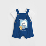 Commemorate your little one's 5th  month with a customized Dungaree Set - COBALT BLUE - 0 - 5 Months Old (Chest 17")