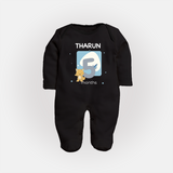 Baby Full Sleeve Bodysuit/ Sleep Suit/ Jumpsuit Birthday Outfit - 5th Month | Personalized Full Sleeve Bodysuit/ Sleep Suit/ Jumpsuit | Cozy Cotton Fabric - BLACK - New Born (Chest 7.5")