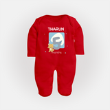 Baby Full Sleeve Bodysuit/ Sleep Suit/ Jumpsuit Birthday Outfit - 5th Month | Personalized Full Sleeve Bodysuit/ Sleep Suit/ Jumpsuit | Cozy Cotton Fabric - RED - New Born (Chest 7.5")