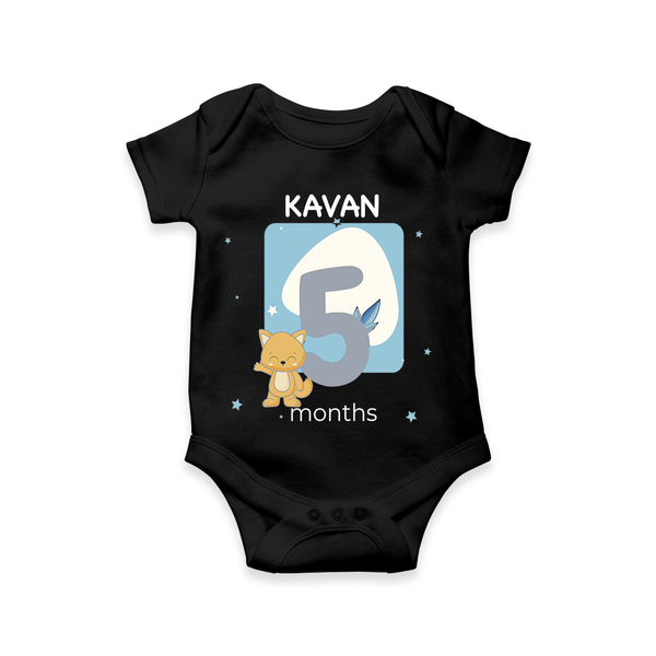 Commemorate your little one's 5th  month with a customized romper - BLACK - 0 - 3 Months Old (Chest 16")