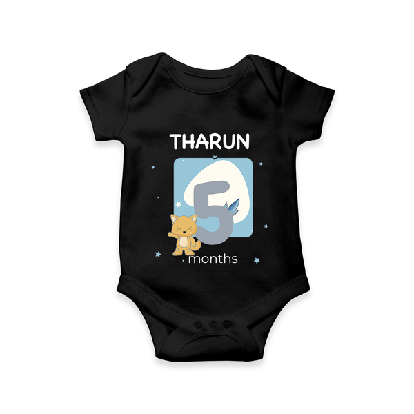 Baby Romper Birthday Outfit - 5th Month | Personalized Bodysuit | Cozy Cotton Fabric - BLACK - New Born (Chest 14")