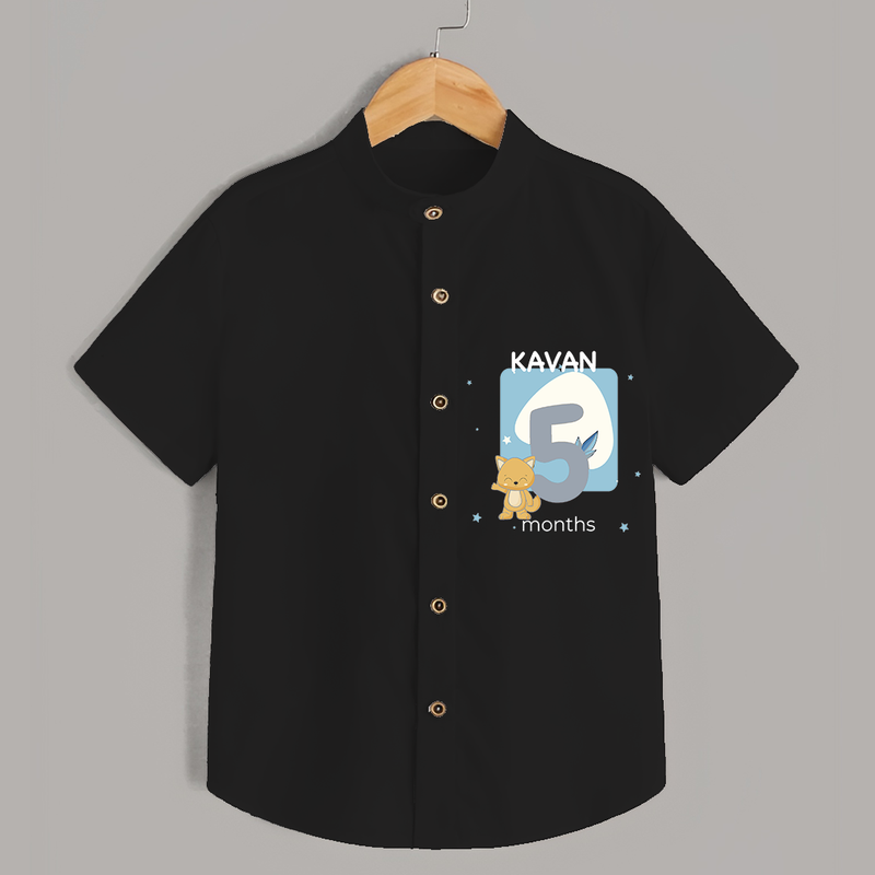 Commemorate your little one's 5th month with a customized Shirt - BLACK - 0 - 6 Months Old (Chest 21")