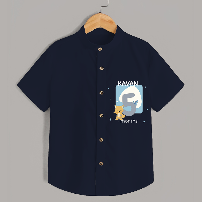 Commemorate your little one's 5th month with a customized Shirt - NAVY BLUE - 0 - 6 Months Old (Chest 21")
