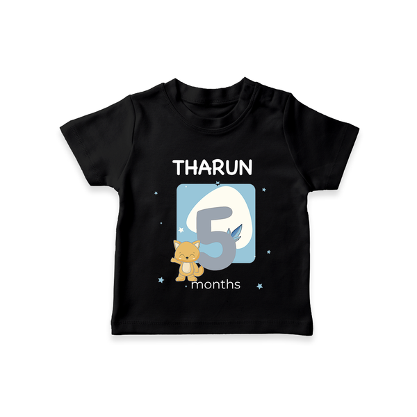 Baby T-Shirt Birthday Outfit - 5th Month | Personalized T-Shirt | Cozy Cotton Fabric - BLACK - 0-5 Months Old (Chest 17")