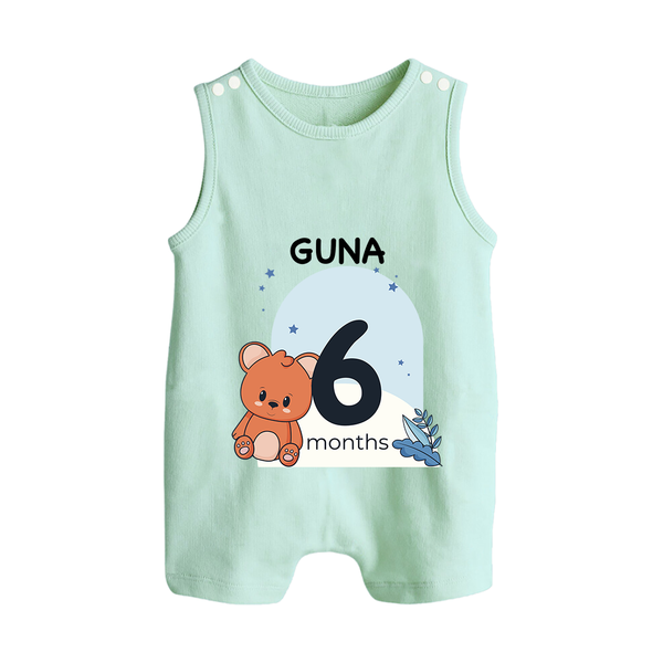 Baby Romper Suit/ Sleeveless Romper Birthday Outfit - 6th Month | Personalized Romper Suit/ Sleeveless Romper | Cozy Cotton Fabric - MINT GREEN - 0 - 5 Months Old (Chest 18")