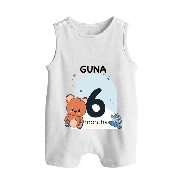 Baby Romper Suit/ Sleeveless Romper Birthday Outfit - 6th Month | Personalized Romper Suit/ Sleeveless Romper | Cozy Cotton Fabric - WHITE - 0 - 5 Months Old (Chest 18")