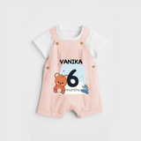 Commemorate your little one's 6th month with a customized Dungaree Set - PEACH - 0 - 5 Months Old (Chest 17")