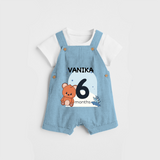 Commemorate your little one's 6th month with a customized Dungaree Set - SKY BLUE - 0 - 5 Months Old (Chest 17")