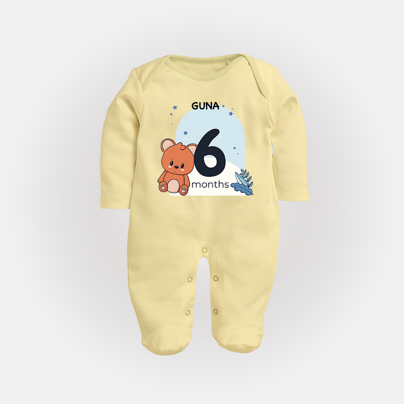 Commemorate This Special Moment With Our Bespoke Baby Sleep Suit, Perfect For 6-Month Celebration - PASTEL YELLOW - New Born (Chest 7.5")