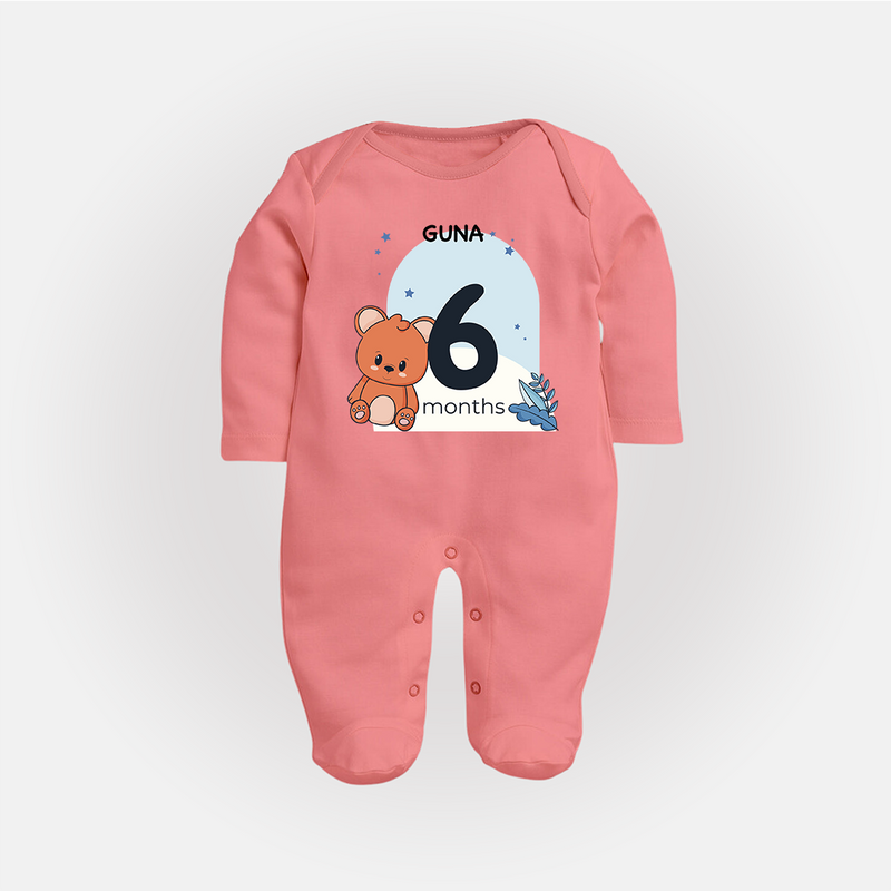 Commemorate This Special Moment With Our Bespoke Baby Sleep Suit, Perfect For 6-Month Celebration - PEACH - New Born (Chest 7.5")