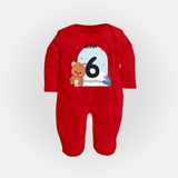 Commemorate This Special Moment With Our Bespoke Baby Sleep Suit, Perfect For 6-Month Celebration - RED - New Born (Chest 7.5")