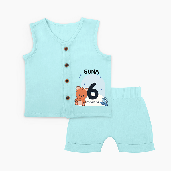 Baby Jabla Set Birthday Outfit - 6th Month | Personalized Jabla Set | Cozy Cotton Fabric - BABY BLUE - 0 - 3 Months Old (Chest 9.8")