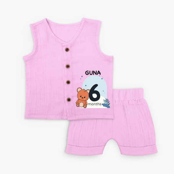 Baby Jabla Set Birthday Outfit - 6th Month | Personalized Jabla Set | Cozy Cotton Fabric - BABY PINK - 0 - 3 Months Old (Chest 9.8")