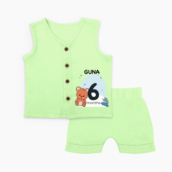 Baby Jabla Set Birthday Outfit - 6th Month | Personalized Jabla Set | Cozy Cotton Fabric - PASTEL GREEN - 0 - 3 Months Old (Chest 9.8")