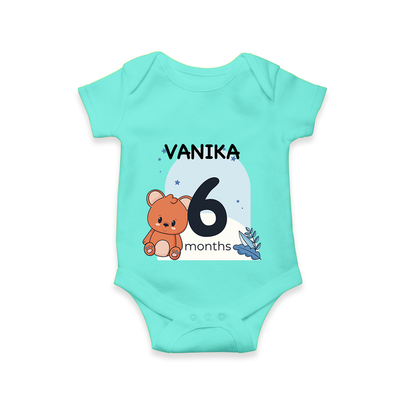 Commemorate your little one's 6th month with a customized romper - ARCTIC BLUE - 0 - 3 Months Old (Chest 16")
