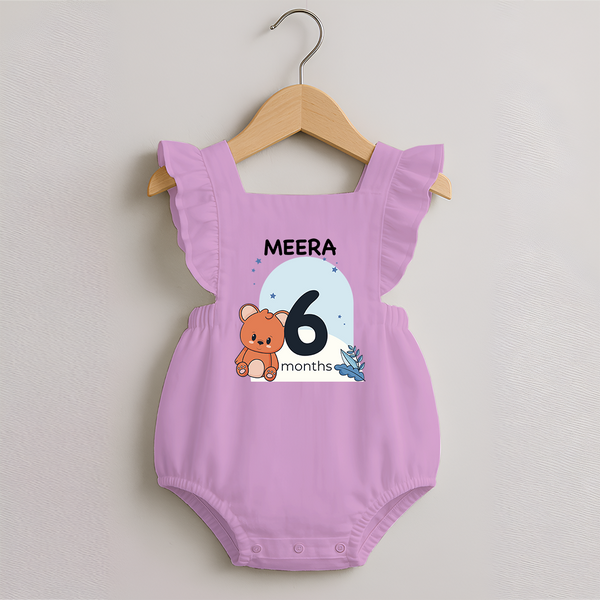 Baby Romper Frock Birthday Outfit - 6th Month | Personalized Romper Frock | Cozy Cotton Fabric - BABY PINK - 0 - 3 Months Old (Chest 19")