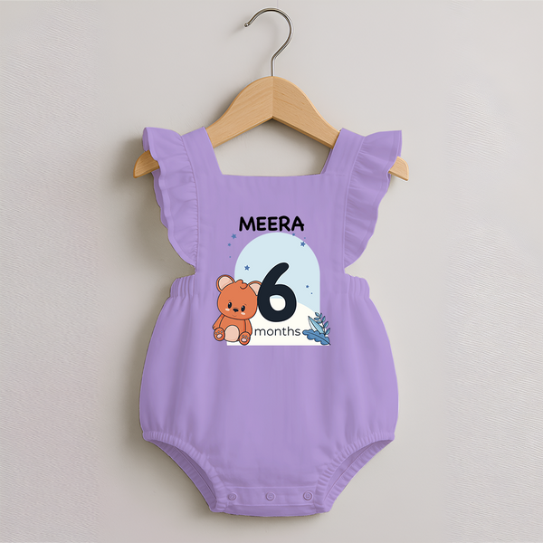 Baby Romper Frock Birthday Outfit - 6th Month | Personalized Romper Frock | Cozy Cotton Fabric - LILAC - 0 - 3 Months Old (Chest 19")