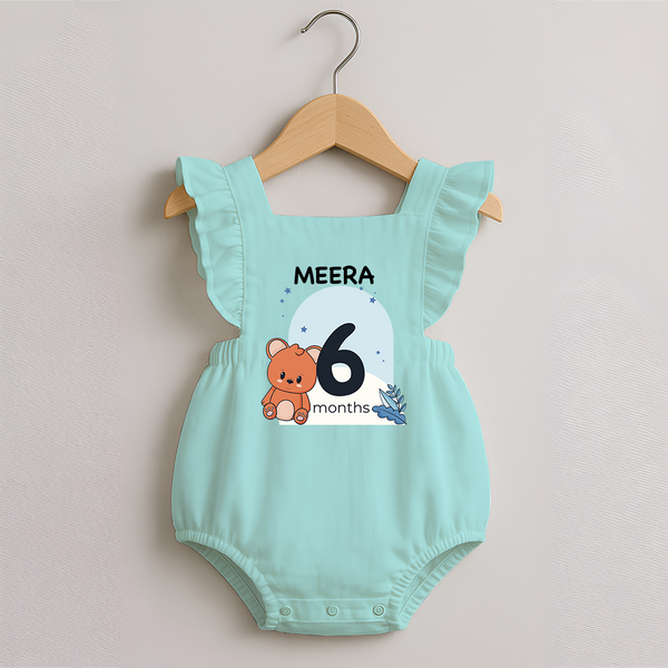 Baby Romper Frock Birthday Outfit - 6th Month | Personalized Romper Frock | Cozy Cotton Fabric - MINT GREEN - 0 - 3 Months Old (Chest 19")