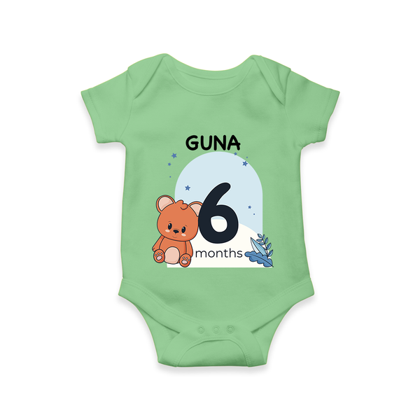 Baby Romper Birthday Outfit - 6th Month | Personalized Bodysuit | Cozy Cotton Fabric - GREEN - New Born (Chest 14")