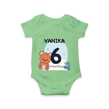 Commemorate your little one's 6th month with a customized romper - GREEN - 0 - 3 Months Old (Chest 16")